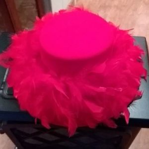 MARKED DOWN Red hat with red feathers